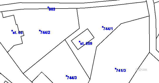 Parcela st. 209 v KÚ Ktová, Katastrální mapa