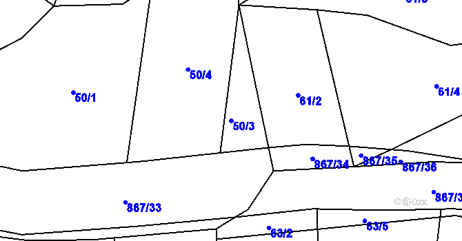 Parcela st. 50/3 v KÚ Ktová, Katastrální mapa