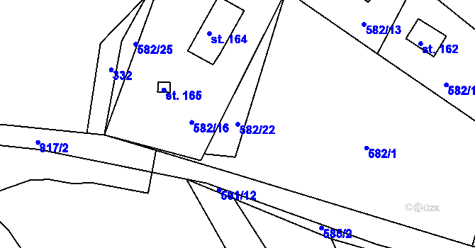Parcela st. 582/22 v KÚ Ktová, Katastrální mapa