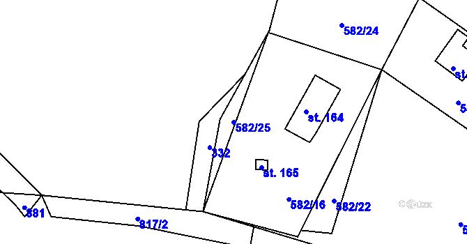 Parcela st. 582/25 v KÚ Ktová, Katastrální mapa