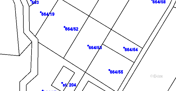 Parcela st. 664/53 v KÚ Ktová, Katastrální mapa