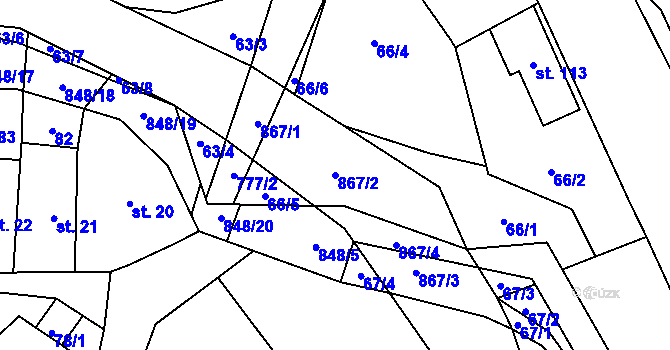 Parcela st. 867/2 v KÚ Ktová, Katastrální mapa