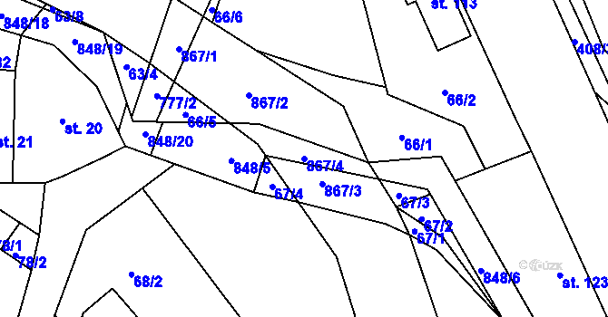 Parcela st. 867/4 v KÚ Ktová, Katastrální mapa