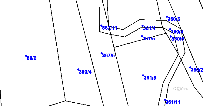 Parcela st. 867/5 v KÚ Ktová, Katastrální mapa