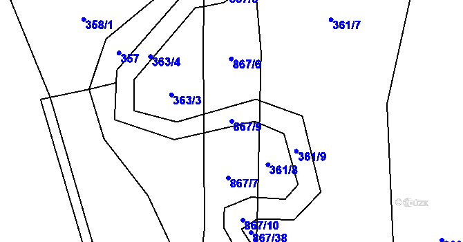 Parcela st. 867/9 v KÚ Ktová, Katastrální mapa