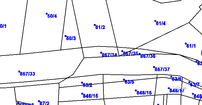Parcela st. 867/34 v KÚ Ktová, Katastrální mapa