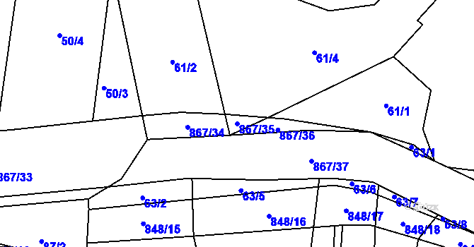 Parcela st. 867/35 v KÚ Ktová, Katastrální mapa