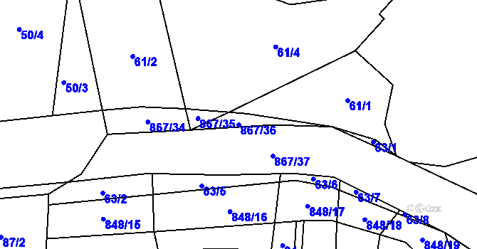 Parcela st. 867/36 v KÚ Ktová, Katastrální mapa