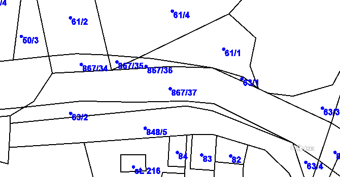 Parcela st. 867/37 v KÚ Ktová, Katastrální mapa