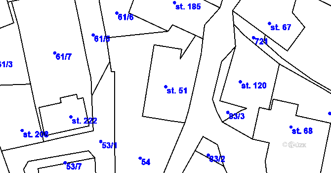 Parcela st. 51 v KÚ Kublov, Katastrální mapa