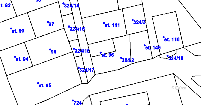 Parcela st. 96 v KÚ Kublov, Katastrální mapa