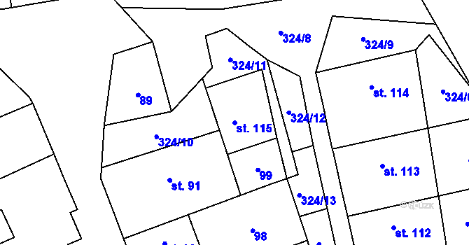 Parcela st. 115 v KÚ Kublov, Katastrální mapa