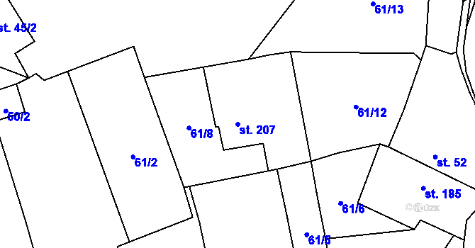 Parcela st. 207 v KÚ Kublov, Katastrální mapa