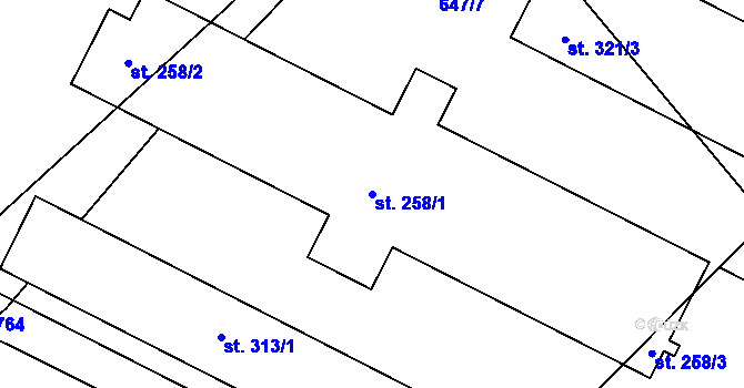 Parcela st. 258/1 v KÚ Kublov, Katastrální mapa
