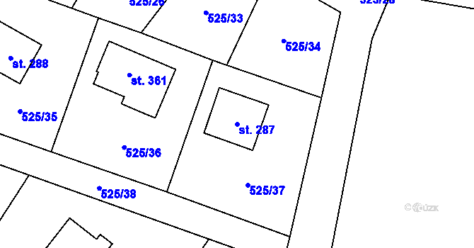 Parcela st. 287 v KÚ Kublov, Katastrální mapa