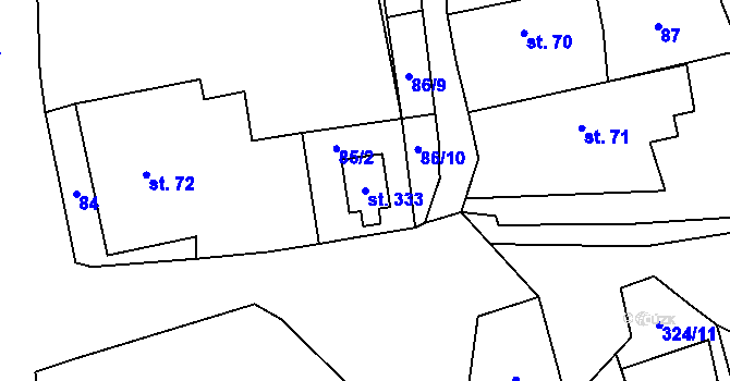 Parcela st. 333 v KÚ Kublov, Katastrální mapa