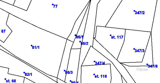 Parcela st. 86/2 v KÚ Kublov, Katastrální mapa