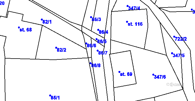 Parcela st. 86/7 v KÚ Kublov, Katastrální mapa