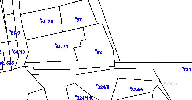 Parcela st. 88 v KÚ Kublov, Katastrální mapa