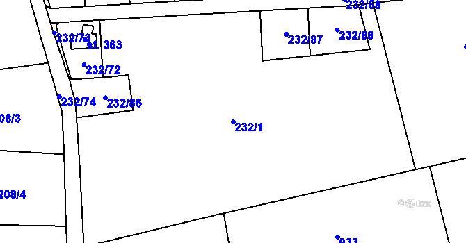 Parcela st. 232/1 v KÚ Kublov, Katastrální mapa