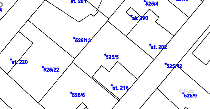Parcela st. 525/5 v KÚ Kublov, Katastrální mapa