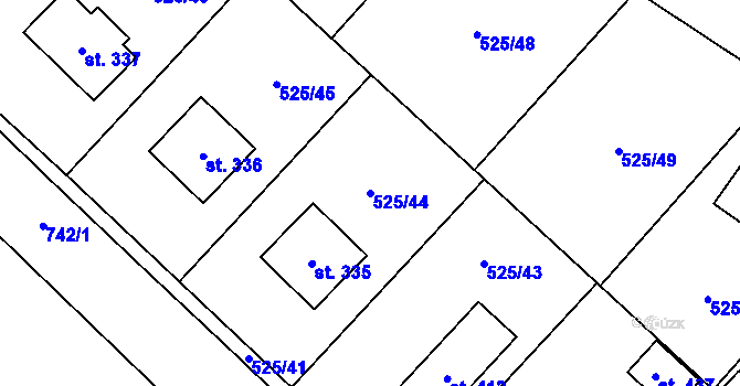 Parcela st. 525/44 v KÚ Kublov, Katastrální mapa