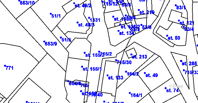 Parcela st. 715/2 v KÚ Kublov, Katastrální mapa