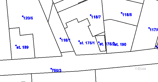 Parcela st. 175/1 v KÚ Kublov, Katastrální mapa