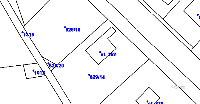 Parcela st. 362 v KÚ Kublov, Katastrální mapa