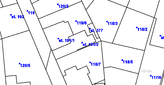 Parcela st. 191/2 v KÚ Kublov, Katastrální mapa