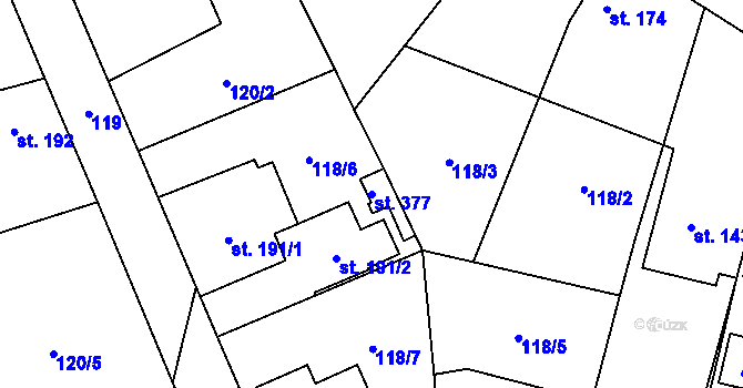 Parcela st. 377 v KÚ Kublov, Katastrální mapa