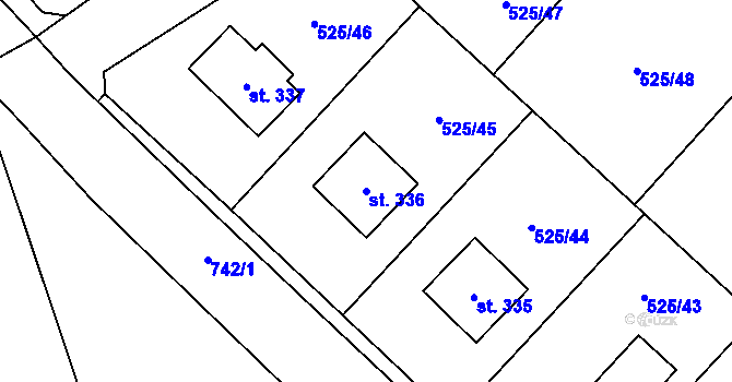 Parcela st. 336 v KÚ Kublov, Katastrální mapa