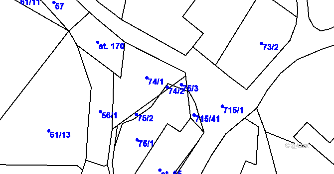 Parcela st. 74/2 v KÚ Kublov, Katastrální mapa