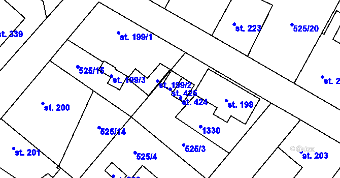Parcela st. 425 v KÚ Kublov, Katastrální mapa