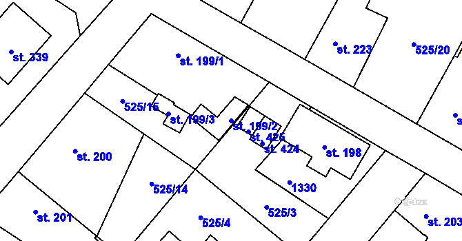 Parcela st. 199/2 v KÚ Kublov, Katastrální mapa