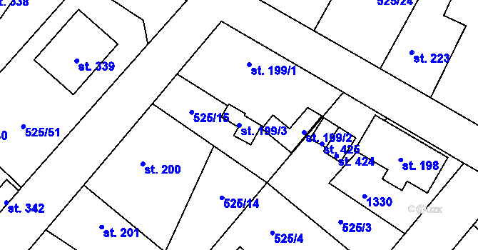 Parcela st. 199/3 v KÚ Kublov, Katastrální mapa