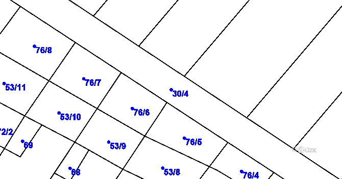 Parcela st. 30/4 v KÚ Kubšice, Katastrální mapa