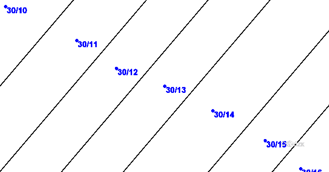 Parcela st. 30/13 v KÚ Kubšice, Katastrální mapa