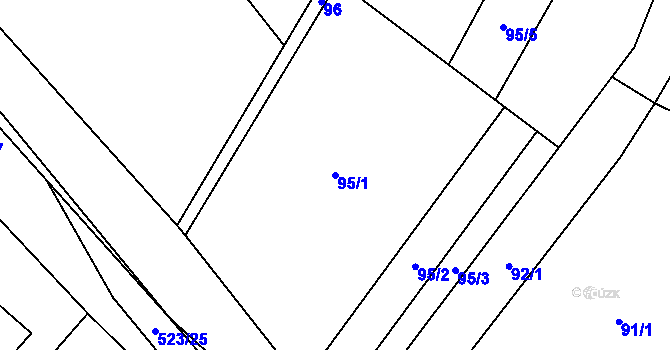 Parcela st. 95/1 v KÚ Kubšice, Katastrální mapa