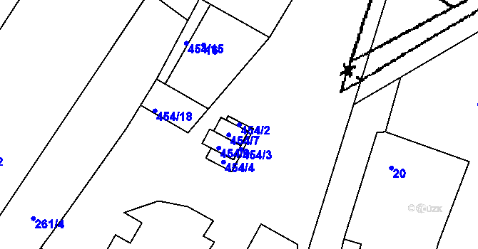 Parcela st. 454/2 v KÚ Kubšice, Katastrální mapa