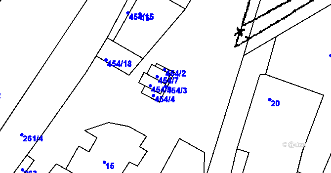 Parcela st. 454/3 v KÚ Kubšice, Katastrální mapa
