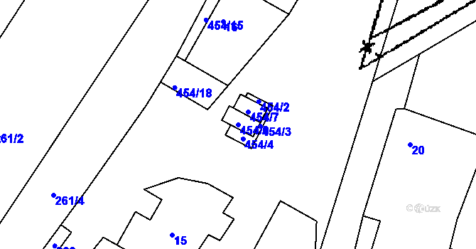 Parcela st. 454/9 v KÚ Kubšice, Katastrální mapa