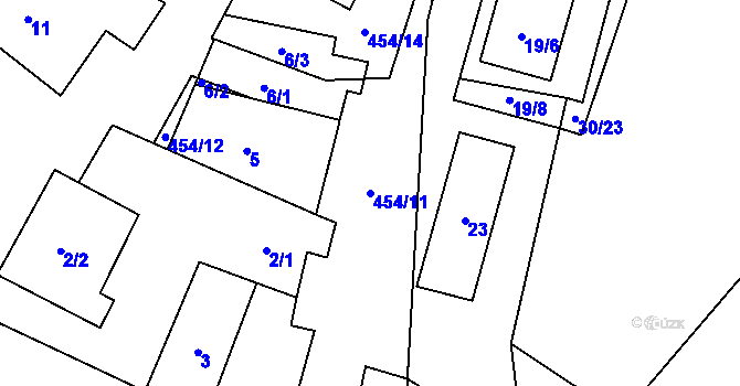 Parcela st. 454/11 v KÚ Kubšice, Katastrální mapa