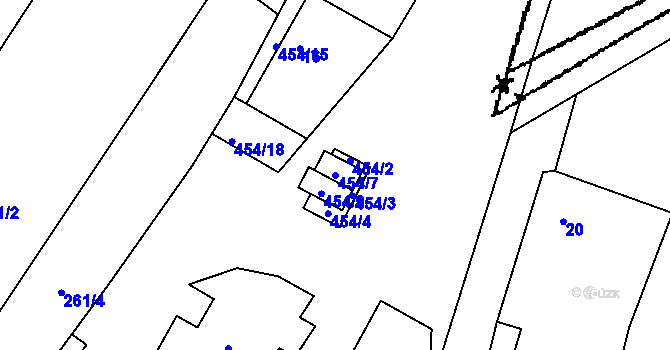 Parcela st. 454/7 v KÚ Kubšice, Katastrální mapa