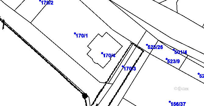 Parcela st. 170/4 v KÚ Kubšice, Katastrální mapa