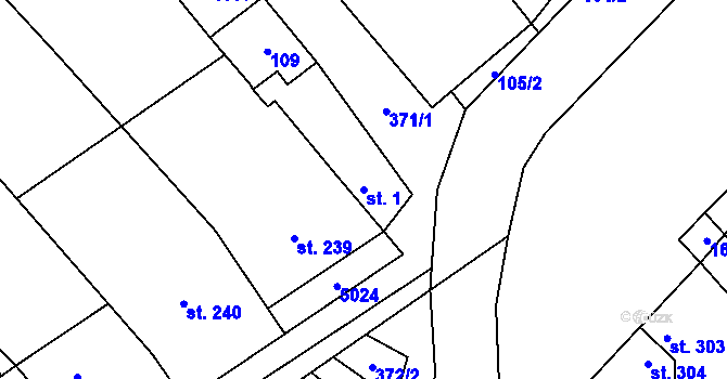 Parcela st. 1 v KÚ Kučerov, Katastrální mapa