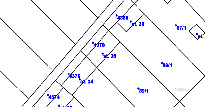 Parcela st. 36 v KÚ Kučerov, Katastrální mapa