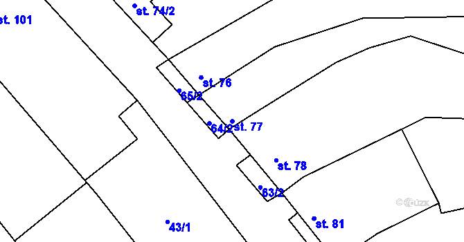 Parcela st. 77 v KÚ Kučerov, Katastrální mapa