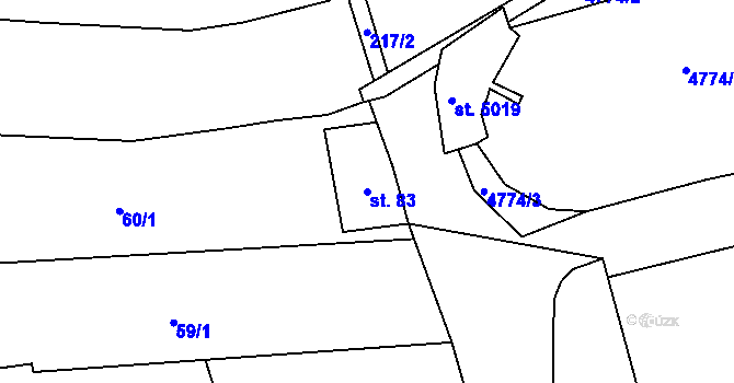 Parcela st. 83 v KÚ Kučerov, Katastrální mapa