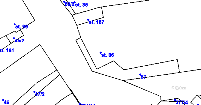 Parcela st. 86 v KÚ Kučerov, Katastrální mapa